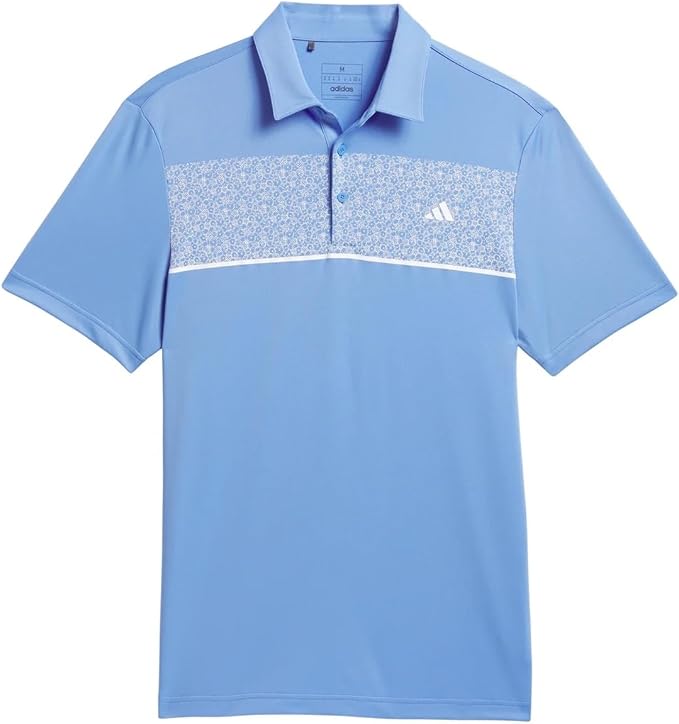 Adidas Men's 4-Way Stretch Chest Print Golf Polo Blue Fusion photo 7