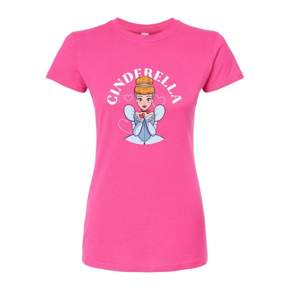 Disney Cinderella - Blows A Kiss & Hearts - Juniors Fitted Graphic T-Shirt