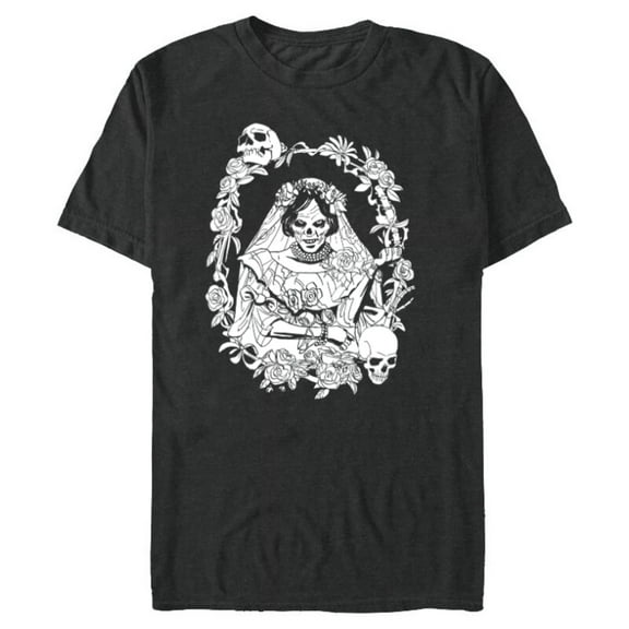 Disney Haunted Mansion Movie The Bride Ghost Skulls & Roses - Short Sleeve Blended T-Shirt for Adults - Customized-Dark Heather