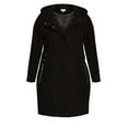 thumbnail image 3 of Avenue Women's Plus Size Faux Wool Hooded Zip Plain Coat, 3 of 5