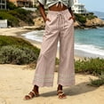 thumbnail image 6 of Tqcoqu Women's Wide Leg Cropped Pants,Eyelet Embroidered Hem Drawstring Elastic Waist Trendy Loose Pants,Khaki Women's S-XXL, 6 of 6