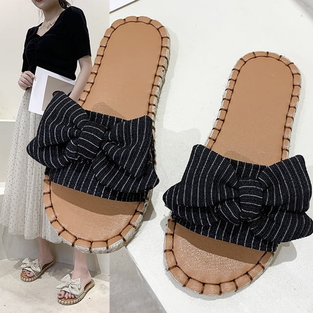 Sandalias de verano para mujer, sandalias planas con nudo de lazo, zapatos romanos, sandalias informales con punta abierta Wmkox8yii ytu8542