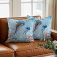thumbnail image 3 of Jellyfish Throw Pillow Cover Coral Starfish Cotton Linen Cushion Cover Throw Pillow Case with Invisible Zipper for Couch Sofa Bed Chair Car 16x16 Inch, 3 of 14