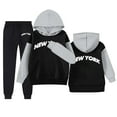 thumbnail image 3 of Baby Girl Clothes Fall Winter Letter Print Pocket Round Neck Long Sleeve Hoodie with Pants Set Girls Summer Outfits Black 8-9 Years, 3 of 7