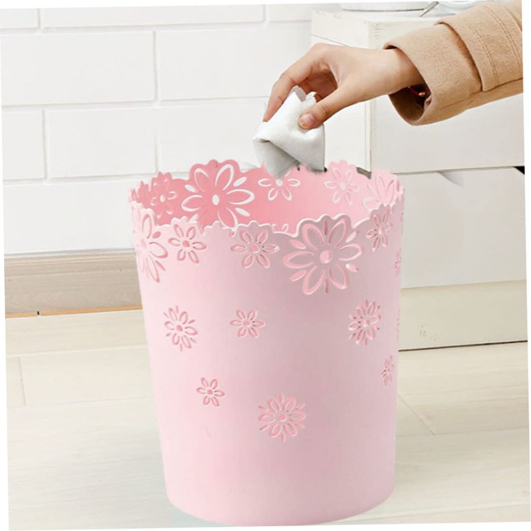 Hollow Flower Lace Trash Can Small Purple Waste Paper Bin - 6.3 Inch ...