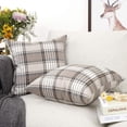 thumbnail image 2 of Retro Farmhouse Outdoor Buffalo Tartan Chequer Plaid Cotton Linen Decorative Throw Pillow Case Cushion Cover Pillowcase for Sofa 18 x 18 Inch, Set of 2, Khaki/Stripe, 2 of 6