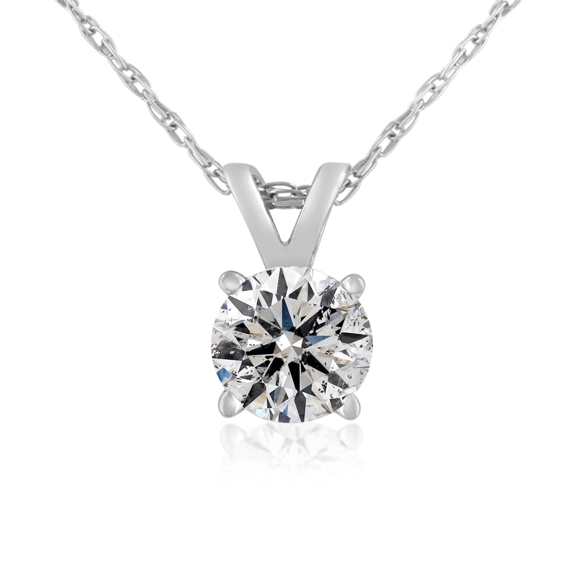 White Gold Plated Silver Prism Jewel 0.47 Ct Round Black Diamond 3 Stone Journey Pendant With Chain
