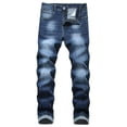 thumbnail image 2 of Men Casual Straight Loose Fit Comfort Jeans Men's Slim Fit Jeans Denim Pants Streetwear Mens Fashion Skinny Jeans Bootcut Jeans for Men , M&Blue, 2 of 8