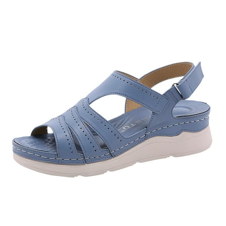 

GWAABD Sandals Wide Width for Women Factory Dropship New Female Straps Flat Beach Sandals Fashion Wedge Roman Sandals for Women