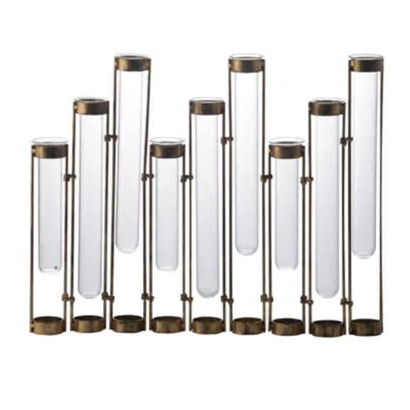 CC Home Furnishings Glass Vial Flower Vase with Metal Frame - 17.75"