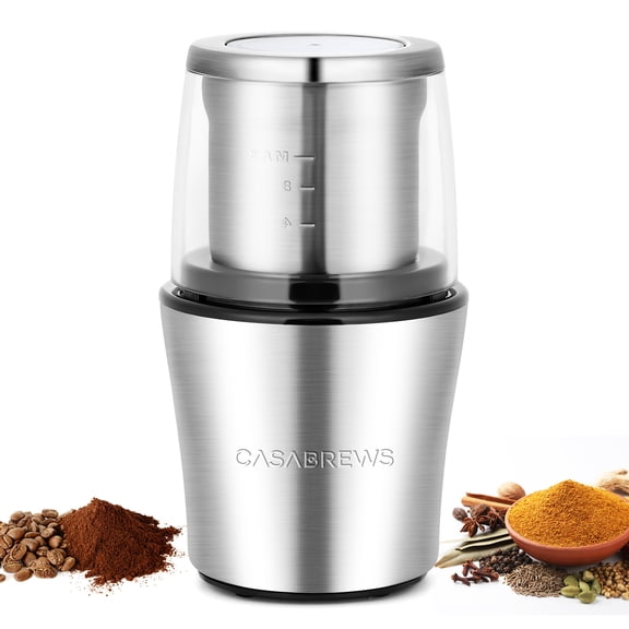 CASABREWS Electric Coffee & Spice Grinder, 200W, Stainless Steel Blades for Coffee Beans, Herbs & Spices