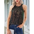 thumbnail image 4 of Sequin Halter Tops for Women Sleeveless Sparkly Shiny Tank Tops Ruched Flowy Sparkly Party Shirt Dark Green XXL, 4 of 8