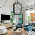 thumbnail image 6 of 18" Modern 8-Light Black & Chrome Geometric Pendant Chandelier, Industrial Metal Frame, Adjustable Hanging Light for Living Room, Dining Room, Kitchen (No Bulbs), 6 of 10