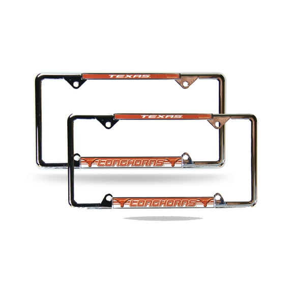 University of Texas Longhorns EZ View Chrome Metal (Set of 2) License Plate Frame