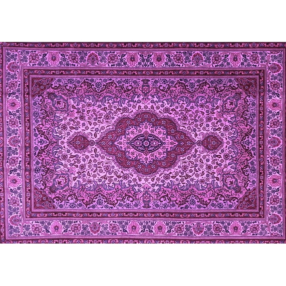 Ahgly Company Indoor Rectangle Medallion Purple Traditional Area Rugs, 7' x 9'