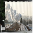 thumbnail image 4 of Ambesonne Steam Engine Shower Curtain, Train Snowy Scene, 69"Wx75"L, Pale Grey, 4 of 5