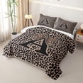 thumbnail image 3 of meiyoeat Leopard Print Bow Letter A Twin Quilt Set, Women Teens, Brown Animal Print Twin Coverlet Set, 2 Pieces 1 Bedspread and 1 Pillowcase, 3 of 7