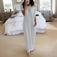 thumbnail image 2 of Bmawag Dresses for Women Plus Size Crew Neck Solid Color Short Sleeve Summer Casual Comfortable Beach Vacation Maxi Dress, 2 of 6