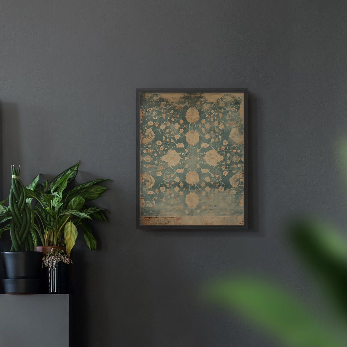 Vintage Abstract Print I - 14in. x 11in. Vintage Framed Print in Black Wood Frame