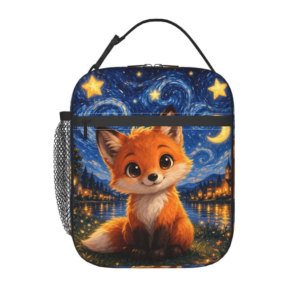 Cute Fox Lunch Bag Reusable Thermal Lunch Tote with Handle for Women and Men