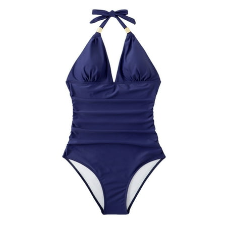 Onepiece Swimsuits Tummy High Waisted Bathing Suit Wrap Tie Back Monokini Frontcross Swimwear 1 Piece Swimsuit Navy Plus Size Swimsuit For Women