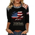 thumbnail image 2 of KDDYLITQ Womens United States 250th Anniversary Tshirt Liberty American Flag Crew Neck T-Shirts Patriotic National Flag Print American Birthday Tops Red White and Blue Loose 3/4 Sleeve Tees Black S, 2 of 4