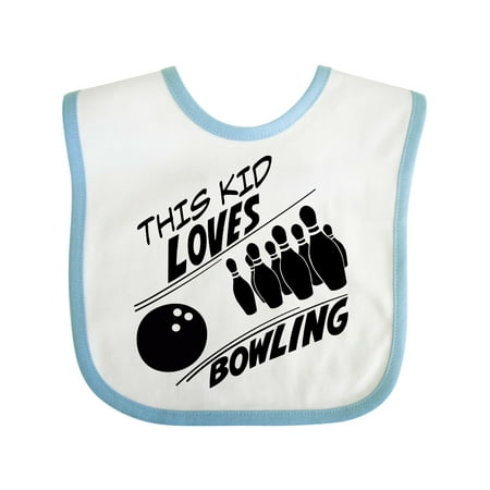 Inktastic This Kid Loves Bowling Boys or Girls Baby Bib