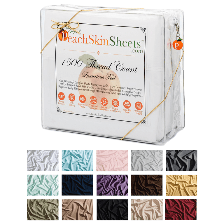 PeachSkinSheets Mint Julep Sheet Set - 1500tc Level of Softness - Extra  Soft Cooling Sheets for Hot Sleepers and Night Sweats - Queen Size