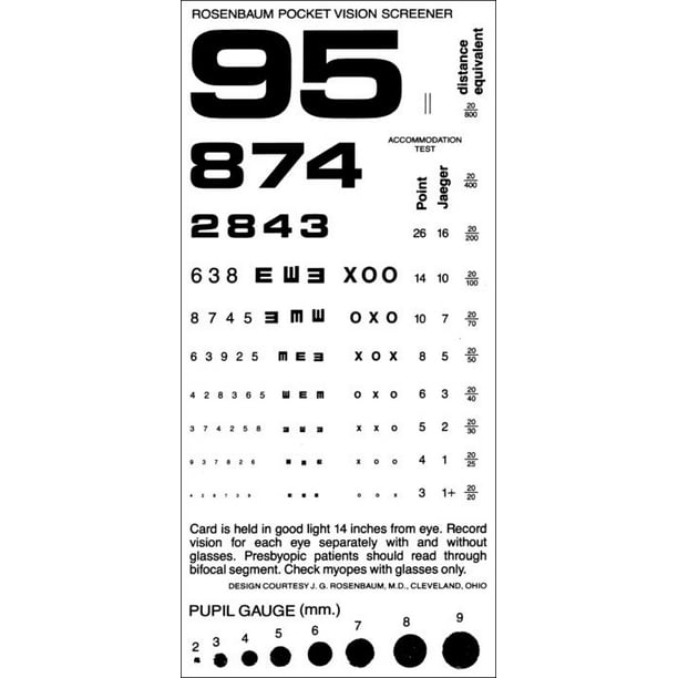 tech med eye chart rosenbaum pocket vision screener walmart com