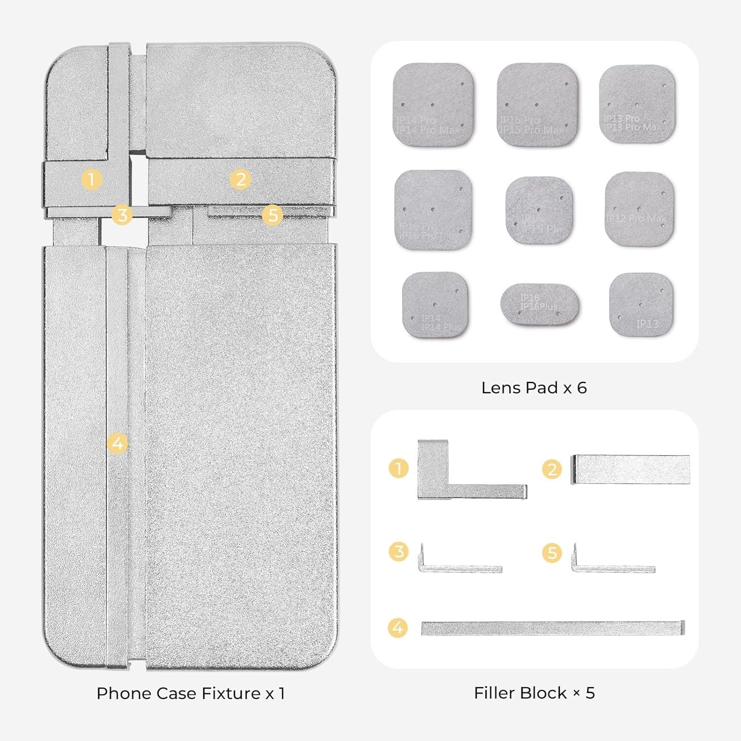 HTVRONT Adjustable Phone Case Fixture- Universal Aluminium Fixture Mold Compatible with Multiple iPhone Models- Durable for Heat Pressing, Preventing Deformation and Uneven Heating