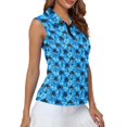 thumbnail image 4 of Whosucclay Palm Tree Hibiscus Design Athletic Shirt for Women, Breathable Zip Up for Golf Running, Stretchy Sleeveless Sleeveless Shirts, 4 of 8