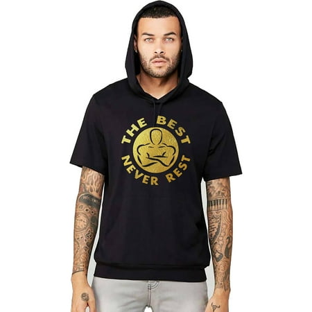 Men's Gold Foil The Best Never Rest Black Short Sleeve Hoodie T-Shirt X-Large (The Best Never Rest Landscaping)