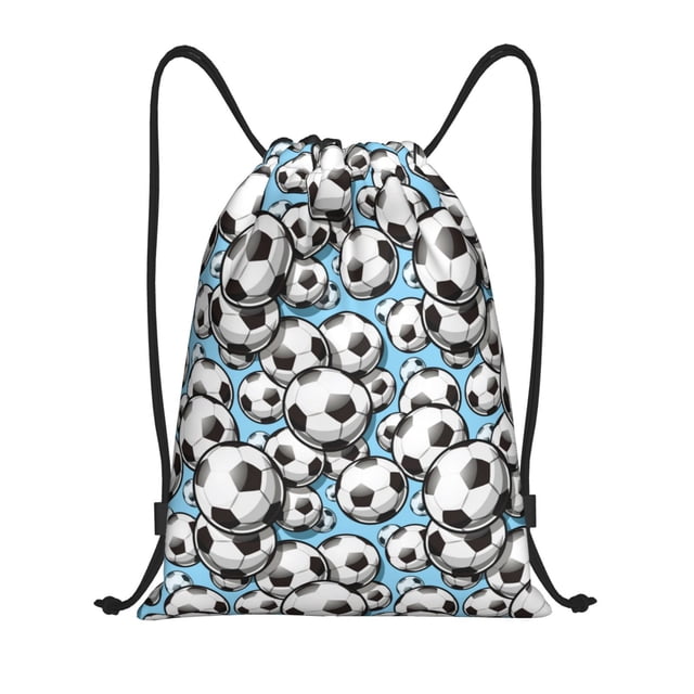 Lsque Football Soccer Ball Print Drawstring Backpack Bag Sport Gym Sackpack Cinch Bags Drawstring Bags Draw String Sport Bag-Medium