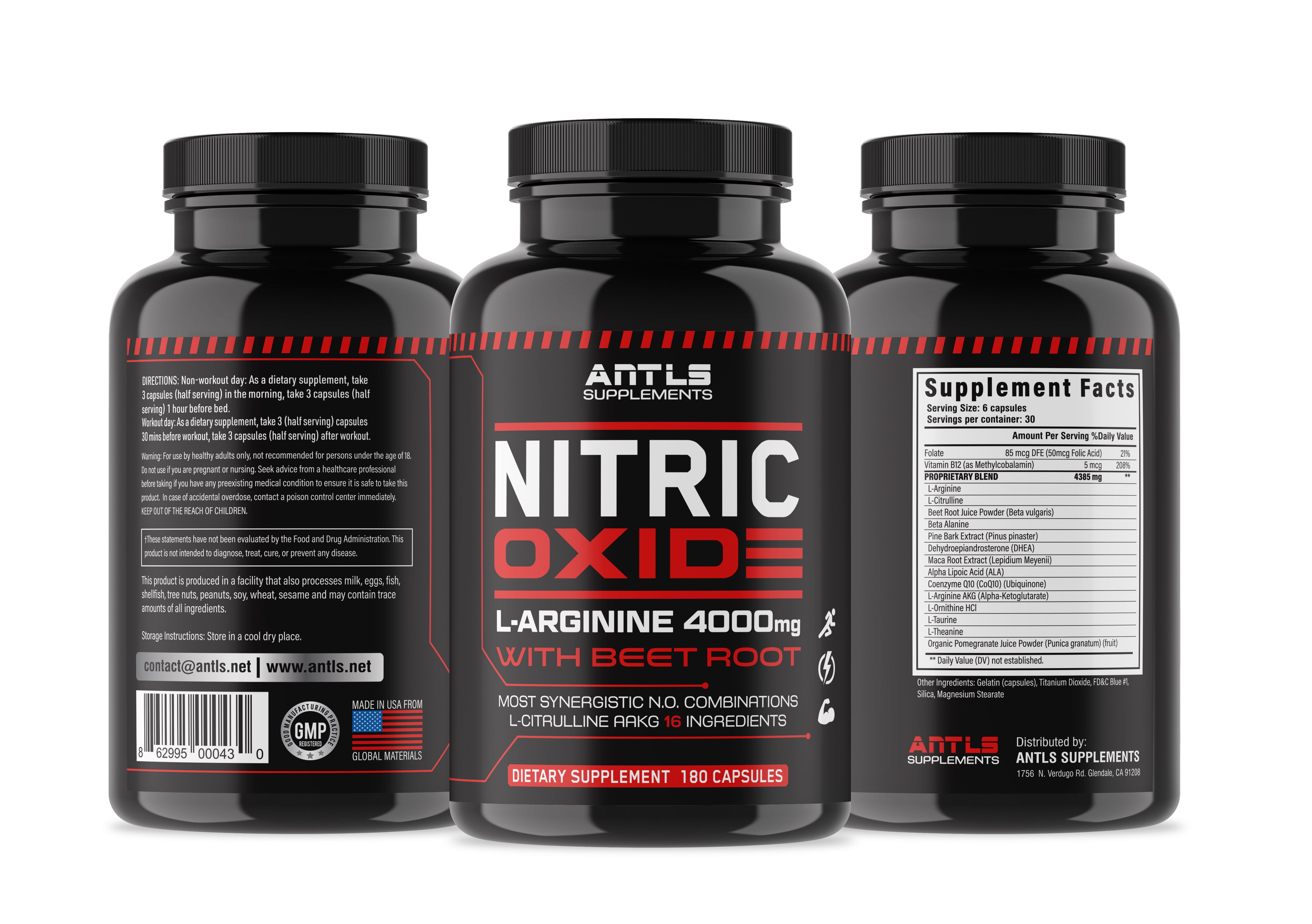 Nitric Oxide L-Arginine L-Citrulline Pre Workout+Testosterone Booster Male Muscle Pills, Amino Acid Supplement, AAKG,Beet Root
