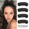 thumbnail image 4 of 4Pcs Hair Bun Invisible Fluffy Hair Pad Black Brown False Hair Clip Comb Hair Volume Base Bump Styling Insert Tool Women Hair Accessories-Black Brown, 4 of 8