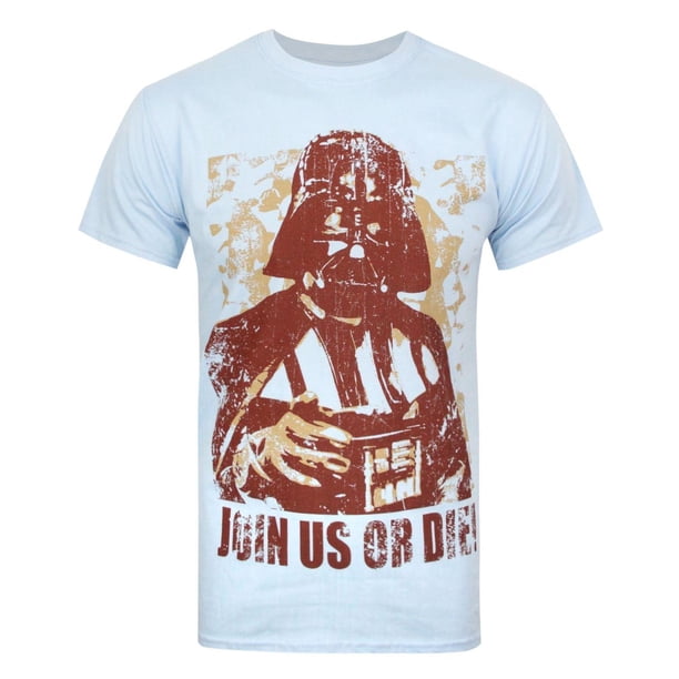 Star Wars - Camiseta oficial de Darth Vader con texto Join Us Or Die para hombre (Azul)