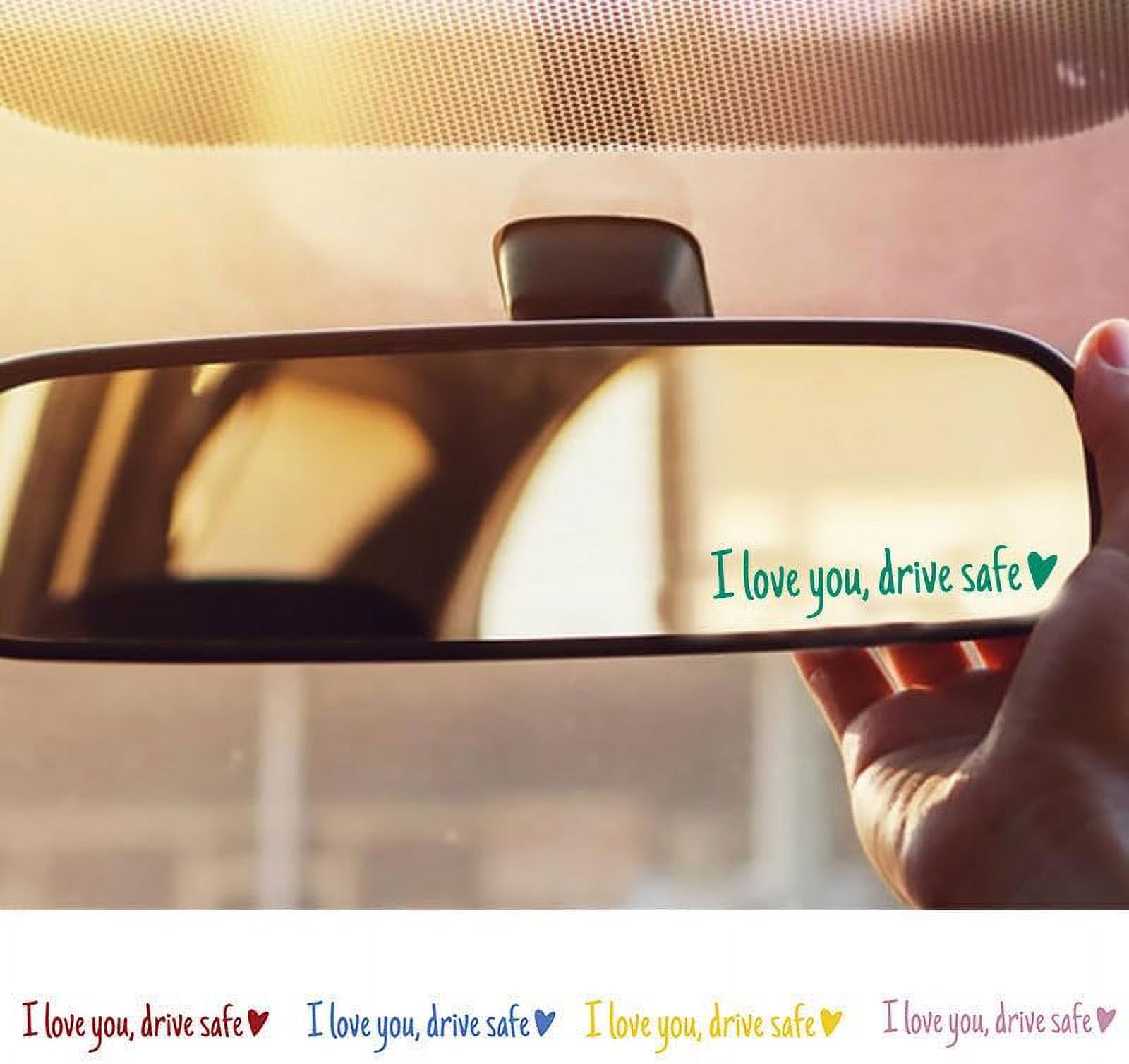 Autocollants Rétroviseur "I Love You Drive Safe" - Lot De 7, Vinyle Résistant à L'eau, Taille 11 Cm, Cadeau Pour Conducteur, Sécurité Routière