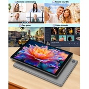 Android Tablet, 10 inch Android 14 Tablet, Quad-core CPU, RAM 4GB(2G+2G), ROM 32GB (Up to 1TB), 800x1280 IPS, WiFi 6, 2MP+2MP, 6000mAh, Grey