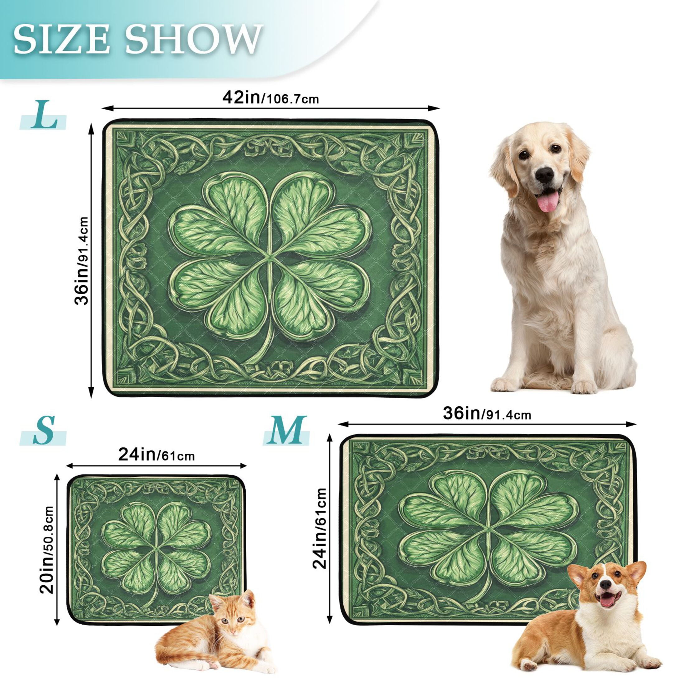 Qxltty Four Leaves Clover Cat litter Pads Pet Set of 2 Diaper Mats Center Anti-leakage Layer Absorbent Soft and Comfortable