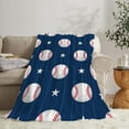 thumbnail image 3 of Sports Baseball Blanket for Boys Super Soft Warm Cozy Blue Baseball Softball Throw Blanket Plush Fleece Kids Blanket Gifts for Bed Decor Baseball Fans 60"X80", 3 of 6