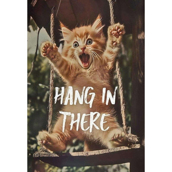 Hang in There Cat Poster Motivational Abstract Animal Wall Art Canvas Print Funny Decor for Home Bedroom