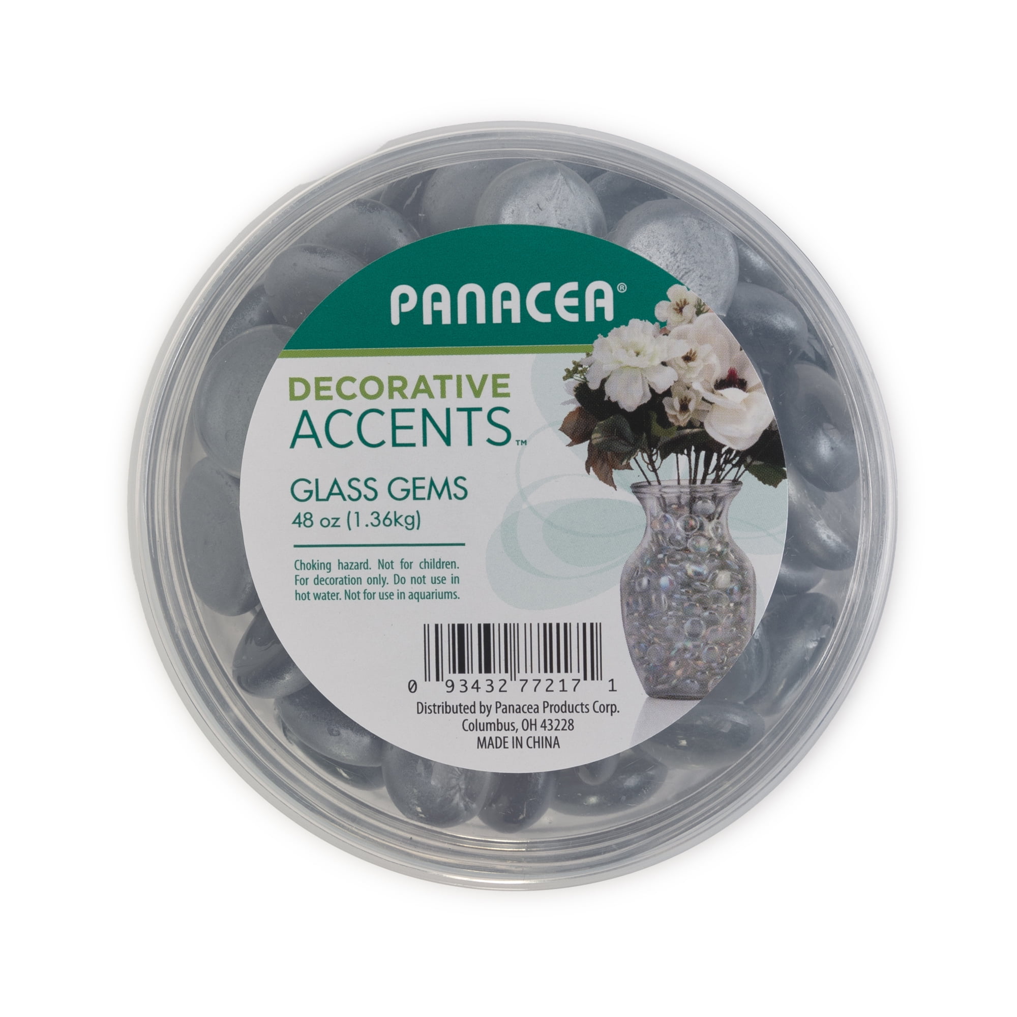 (2 pack) Gunmetal Matte Metal Glass Gems 48 oz. Jar