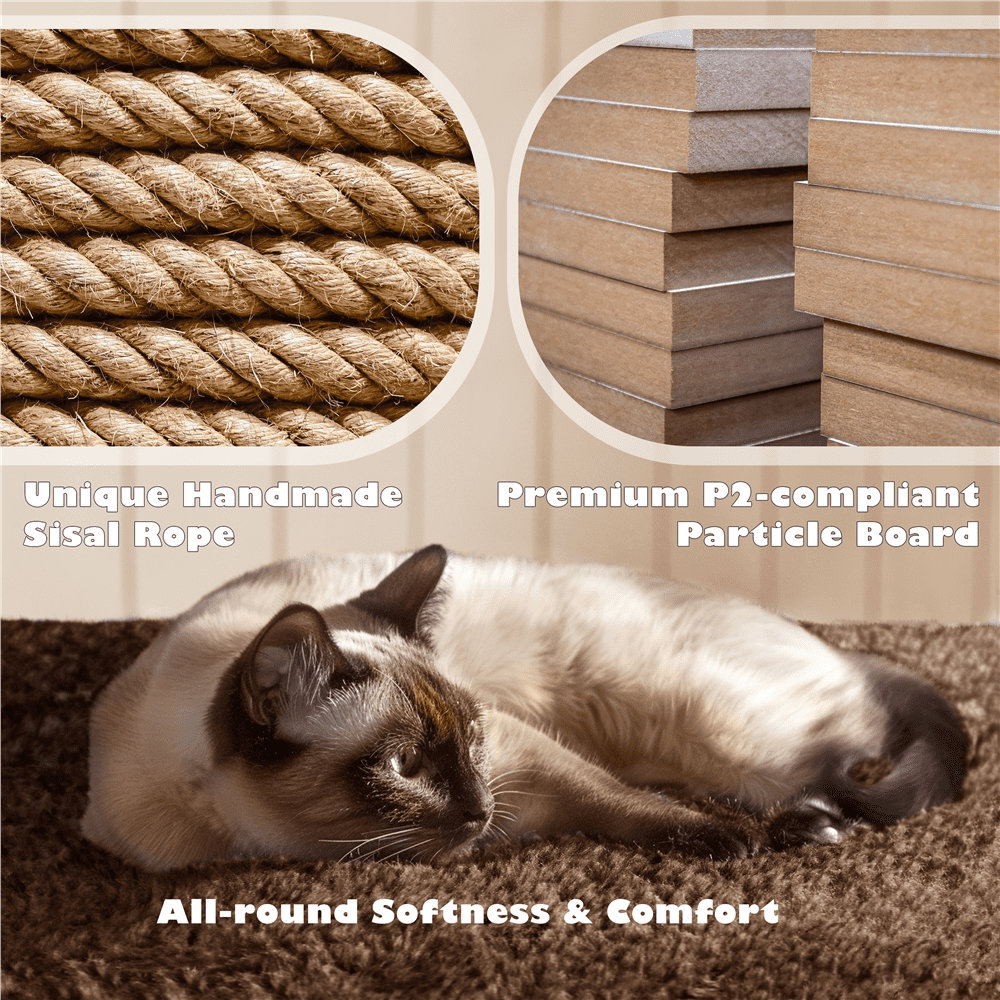 Yaheetech 53.9" H Cat Tree with Double Condos, Scratching Posts & Ramp, Brown
