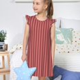 thumbnail image 4 of Vsdgher Rayures Rouge Blanc pour Filles Chemises de Nuit Manches Courtes à Volants Robe de Nuit Pyjama pour Fête Pyjama-Moyen, 4 of 6
