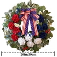 thumbnail image 3 of Grande Couronne de Porte d'Entrée Patriotique avec Fausses Feuilles Vertes, Fleurs Rouges Blanches Bleues et Nœud, Décoration Intérieure et Extérieure pour le Jour du Souvenir Ou le Jour de l'Indépendance pour Porche, Mur, Garage, Fête, Jardin, 3 of 9