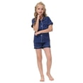 thumbnail image 3 of KYAIGUO 6-10T Unisex Kids Boys Girls Pajama Sets Summer Short Sleeve with Shorts Sleepwear Silky Button down Loungewear, 3 of 8