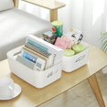 thumbnail image 4 of Juego de 4 Cestas de Almacenamiento de Plástico Blanco, Cesta de Almacenamiento de Plástico, Cesta de Plástico con Asa para Armarios Apilables, Cocina, Dormitorio, Baño, Oficina, 19x13,5x7,5cm Blanco, 4 of 5