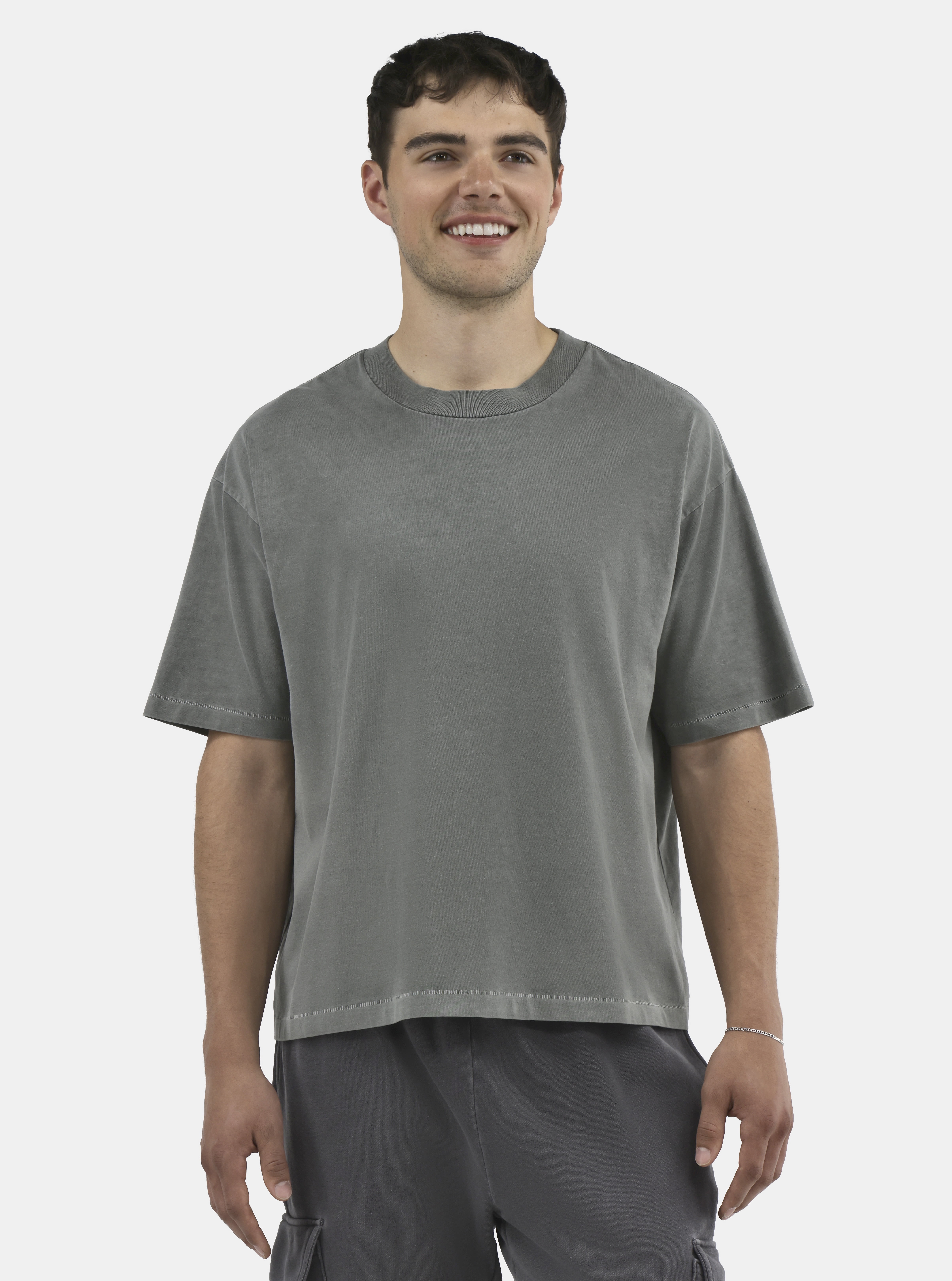 No Boundaries Cotton Oversized Cropped Tee with Short Sleeves, 2-Pack, Men's and Big Men's XS-5XL