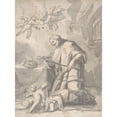 thumbnail image 2 of Gaspare Diziani 19x24 Black Ornate Framed Double Matted Museum Art Print Titled: Saint John Nepomucen Venerating a Crucifix (1689-1767), 2 of 5