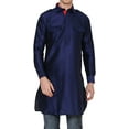 thumbnail image 1 of Royal Kurta Men's Silk Blend Pathani Kurta Churidar Set Blue, 1 of 1